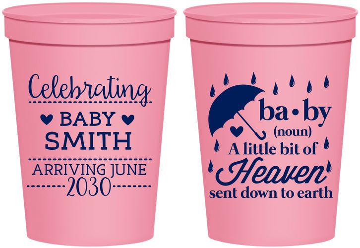 Personalized Baby Shower 16 oz Stadium Cups - Little Bit Of Heaven | 90095