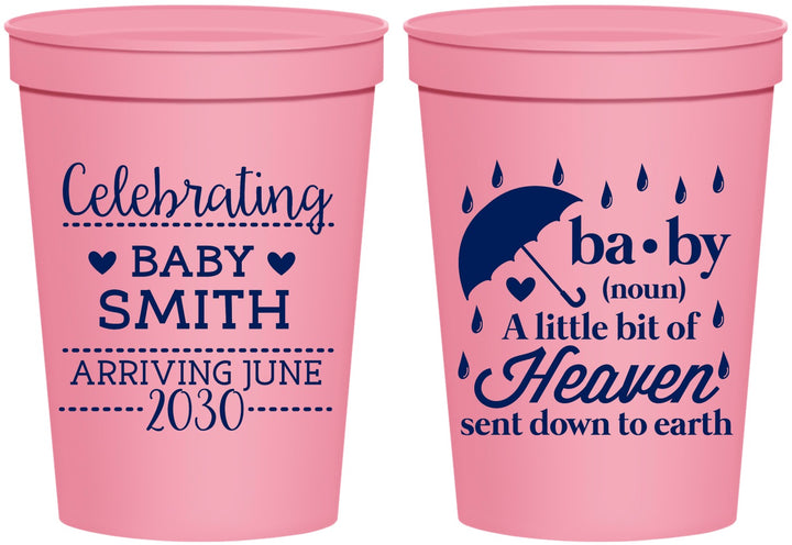 Personalized Baby Shower 16 oz Stadium Cups - Little Bit Of Heaven | 90095