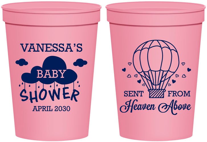 Personalized Baby Shower 16 oz Stadium Cups - Hot Air Balloon | 90097