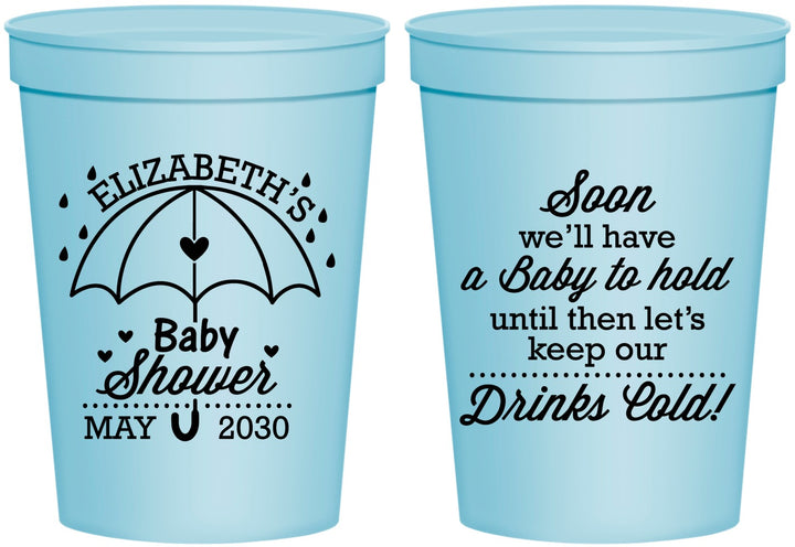 Personalized Baby Shower 16 oz Stadium Cups - April Showers May Babies | 90098