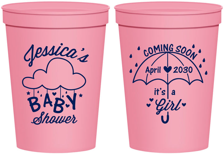 Personalized Baby Shower 16 oz Stadium Cups - April Showers May Babies | 90099