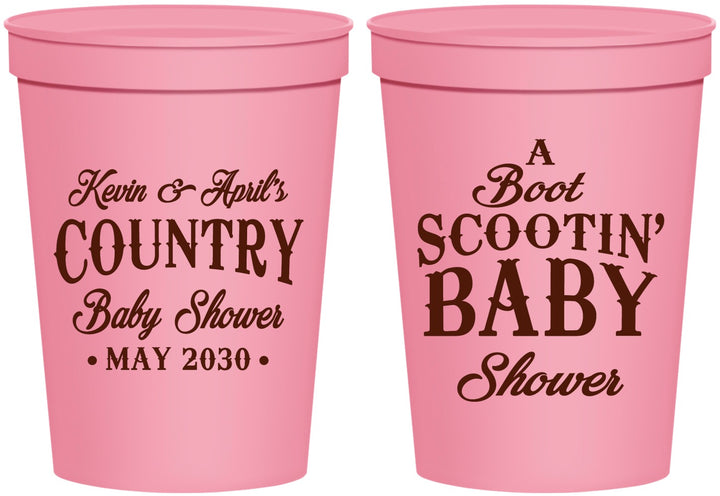 Personalized Baby Shower 16 oz Stadium Cups - Boot Scootin | 90100