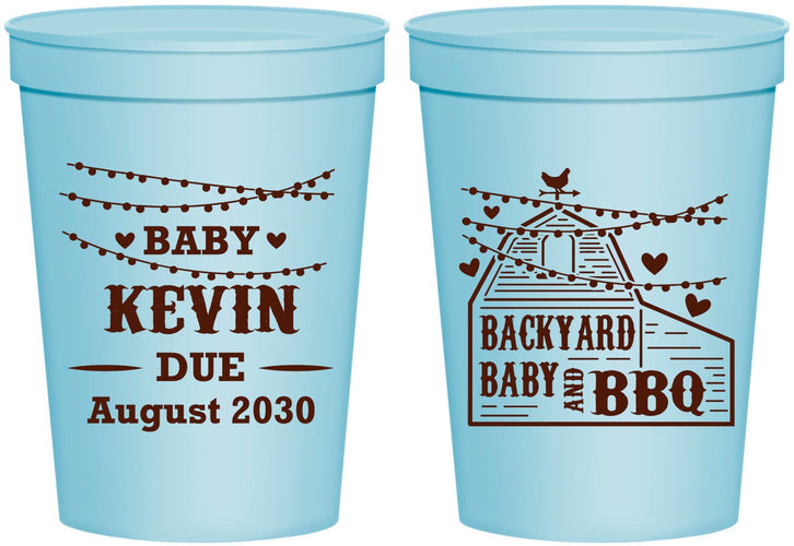 Personalized Baby Shower 16 oz Stadium Cups - Baby And Bbq | 90101