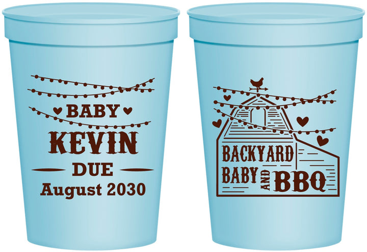 Personalized Baby Shower 16 oz Stadium Cups - Baby And Bbq | 90101