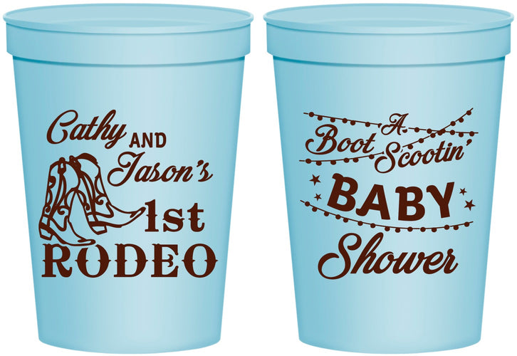 Personalized Baby Shower 16 oz Stadium Cups - Rodeo Boot Scootin | 90103