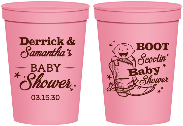 Personalized Baby Shower 16 oz Stadium Cups - Boot Scootin | 90106