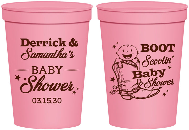 Personalized Baby Shower 16 oz Stadium Cups - Boot Scootin | 90106