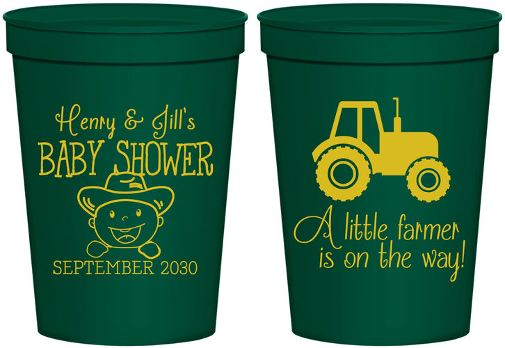 Personalized Baby Shower 16 oz Stadium Cups - Little Farmer | 90108