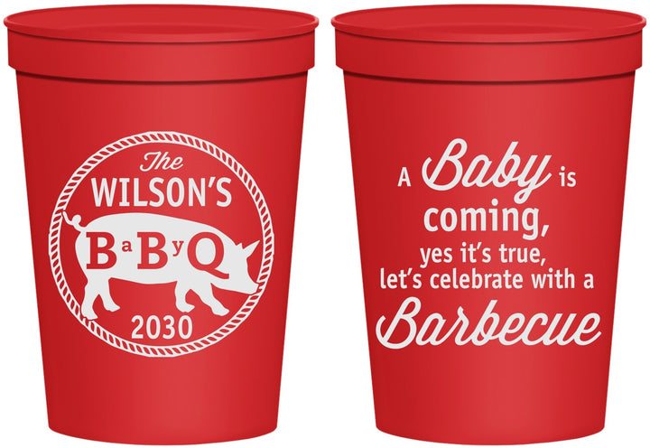 Personalized Baby Shower 16 oz Stadium Cups - Bbq | 90110