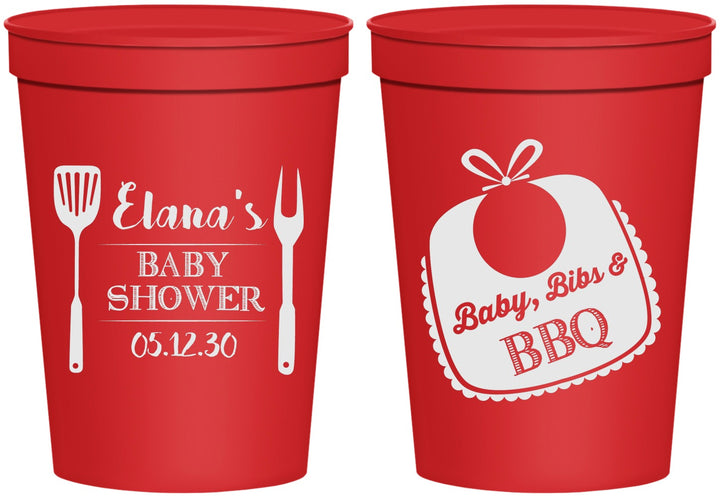 Personalized Baby Shower 16 oz Stadium Cups - Beers Bbq Babies | 90114