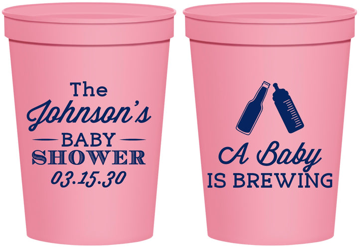 Personalized Baby Shower 16 oz Stadium Cups - Baby Is Brewing | 90116