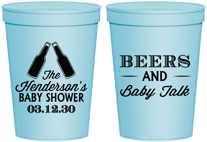 Personalized Baby Shower 16 oz Stadium Cups - Beers And Baby Talk | 90117