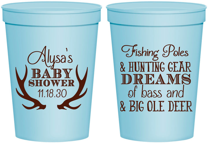 Personalized Baby Shower 16 oz Stadium Cups - Bass Deer | 90120