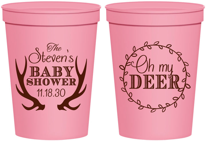 Personalized Baby Shower 16 oz Stadium Cups - Oh My Deer Christmas | 90121