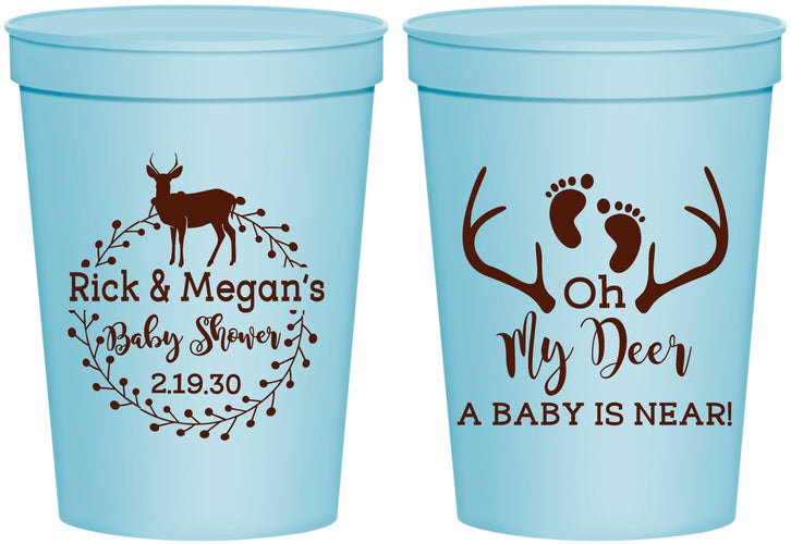 Personalized Baby Shower 16 oz Stadium Cups - Oh My Deer | 90123