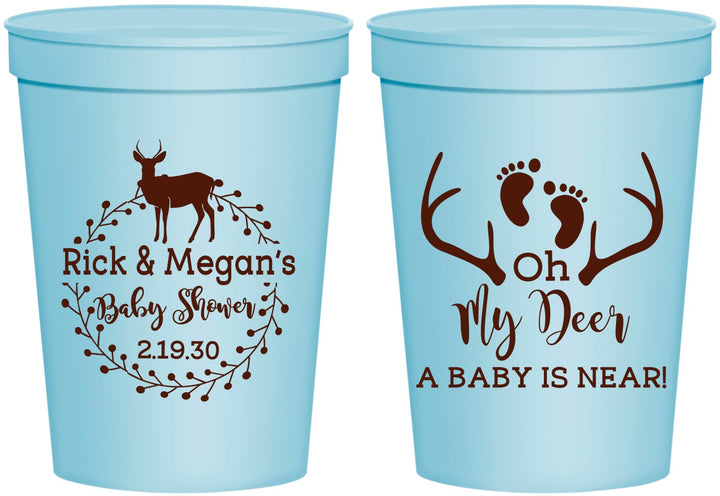 Personalized Baby Shower 16 oz Stadium Cups - Oh My Deer | 90123