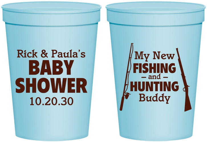 Personalized Baby Shower 16 oz Stadium Cups - Fishing Hunting | 90126