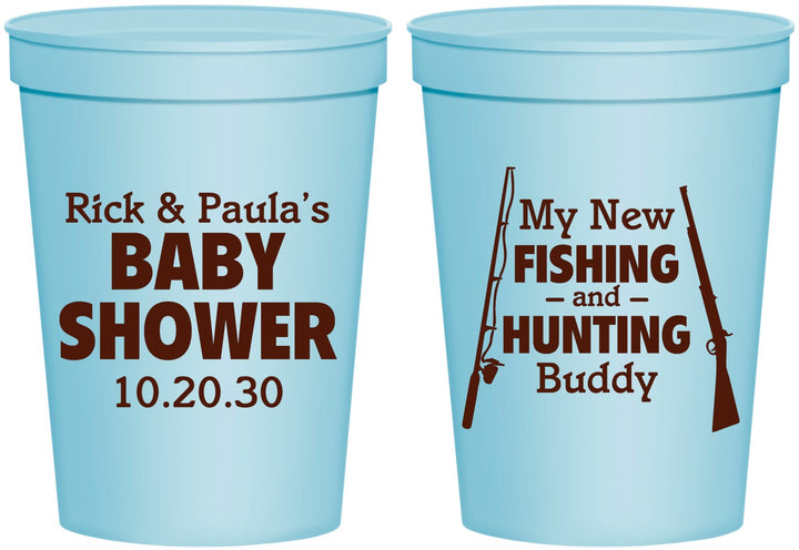 Personalized Baby Shower 16 oz Stadium Cups - Fishing Hunting | 90126