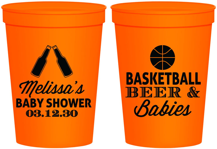 Personalized Baby Shower 16 oz Stadium Cups - Basketball Beer Babies | 90134