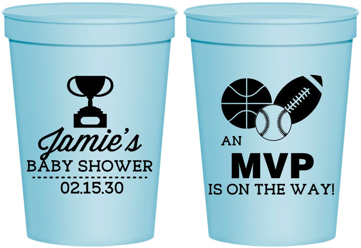 Personalized Baby Shower 16 oz Stadium Cups - Sports Mvp | 90141