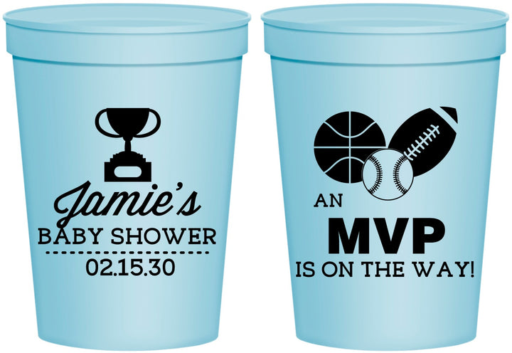 Personalized Baby Shower 16 oz Stadium Cups - Sports Mvp | 90141