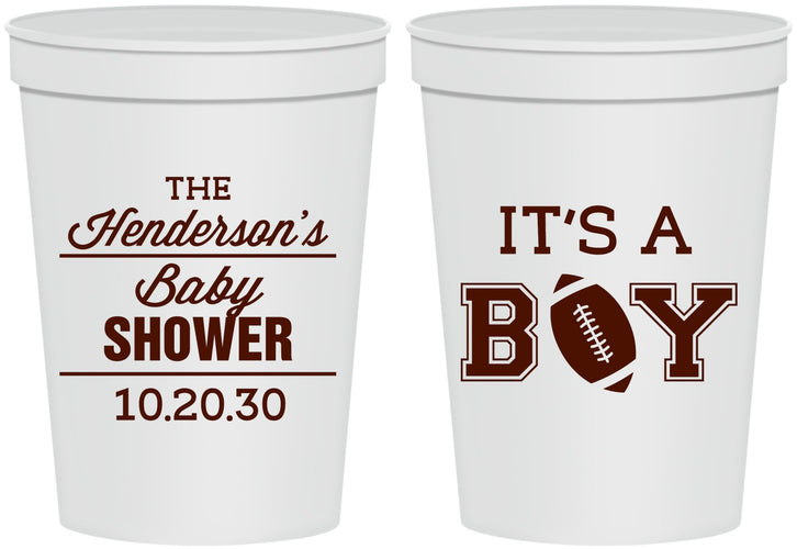 Personalized Baby Shower 16 oz Stadium Cups - Football | 90142