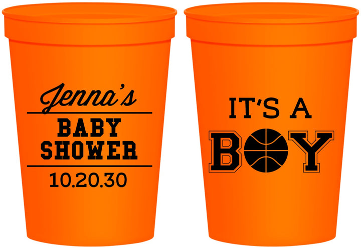 Personalized Baby Shower 16 oz Stadium Cups - Basketball Its A Boy | 90144