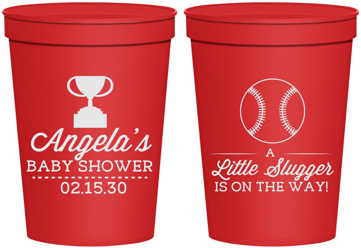 Personalized Baby Shower 16 oz Stadium Cups - Baseball Little Slugger | 90145