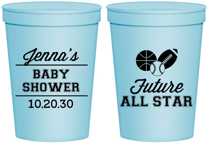 Personalized Baby Shower 16 oz Stadium Cups - Future All Star | 90146