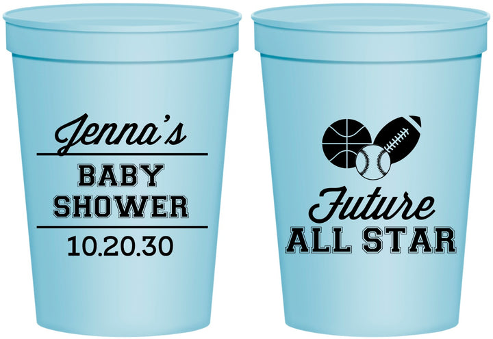 Personalized Baby Shower 16 oz Stadium Cups - Future All Star | 90146