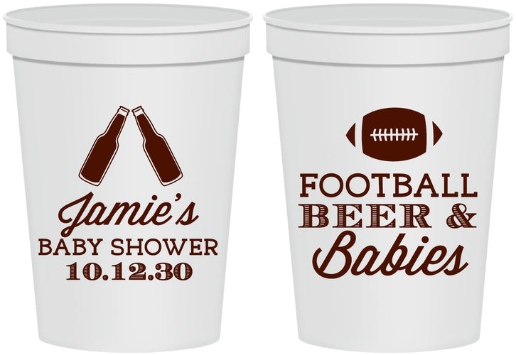 Personalized Baby Shower 16 oz Stadium Cups - Football Beer Babies | 90147