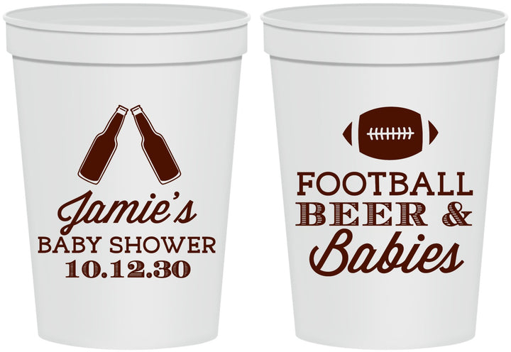 Personalized Baby Shower 16 oz Stadium Cups - Football Beer Babies | 90147
