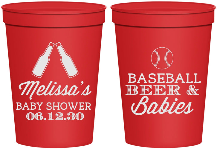 Personalized Baby Shower 16 oz Stadium Cups - Baseball Beer Diapers | 90149