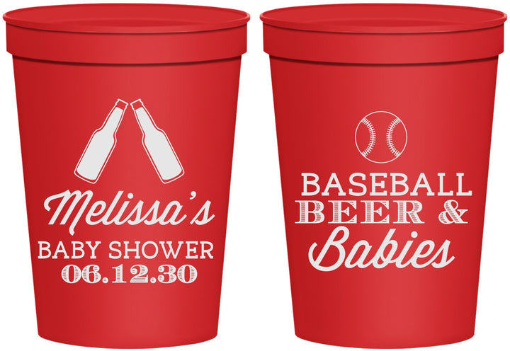 Personalized Baby Shower 16 oz Stadium Cups - Baseball Beer Diapers | 90149