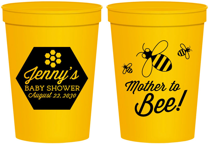Personalized Baby Shower 16 oz Stadium Cups - Mother To Bee | 90153