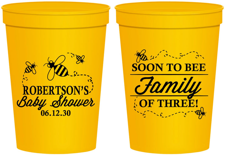 Personalized Baby Shower 16 oz Stadium Cups - Bee Family | 90155