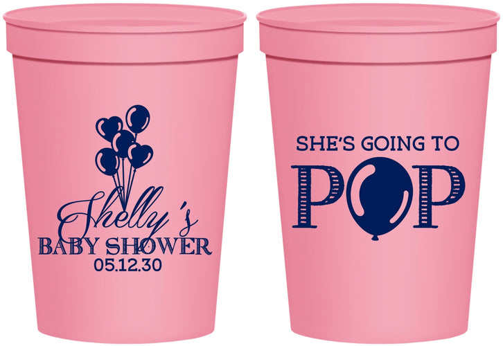 Personalized Baby Shower 16 oz Stadium Cups - Shes Going To Pop | 90157