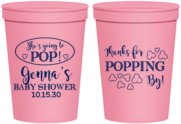 Personalized Baby Shower 16 oz Stadium Cups - Popping By | 90158
