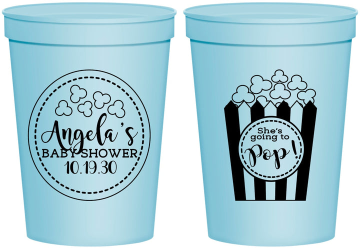 Personalized Baby Shower 16 oz Stadium Cups - Shes Going To Pop | 90159
