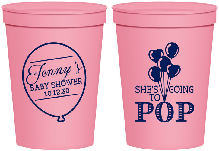 Personalized Baby Shower 16 oz Stadium Cups - Shes Going To Pop | 90160