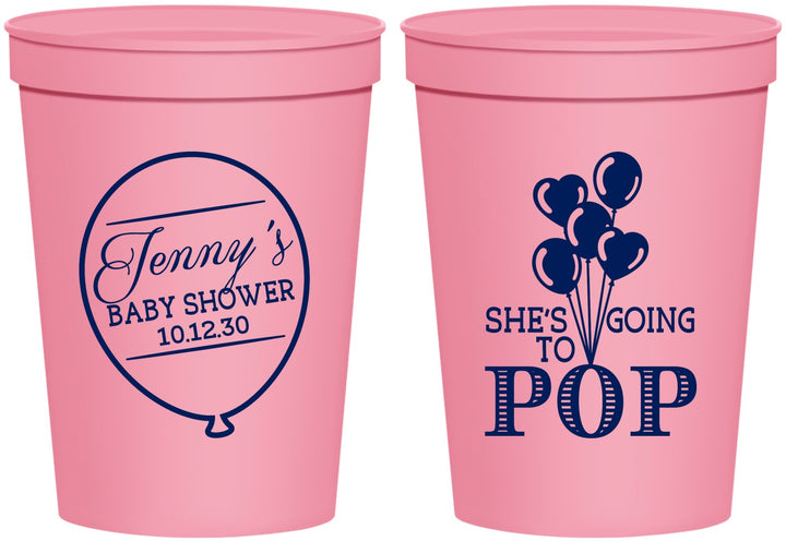Personalized Baby Shower 16 oz Stadium Cups - Shes Going To Pop | 90160