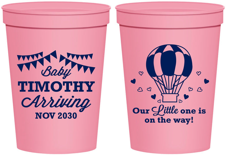 Personalized Baby Shower 16 oz Stadium Cups - Hot Air Balloon | 90162