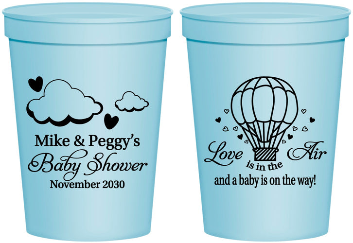 Personalized Baby Shower 16 oz Stadium Cups - Love Is In The Air | 90163