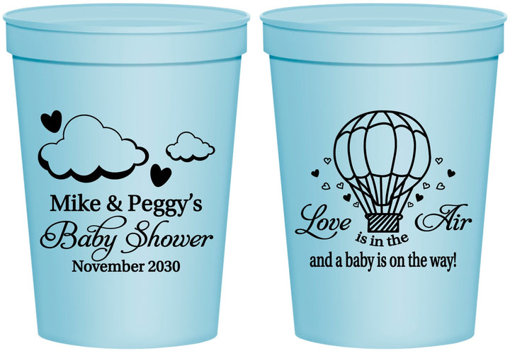 Personalized Baby Shower 16 oz Stadium Cups - Love Is In The Air | 90163
