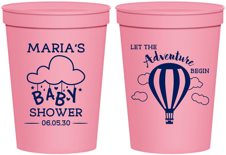 Personalized Baby Shower 16 oz Stadium Cups - Hot Air Balloon | 90164