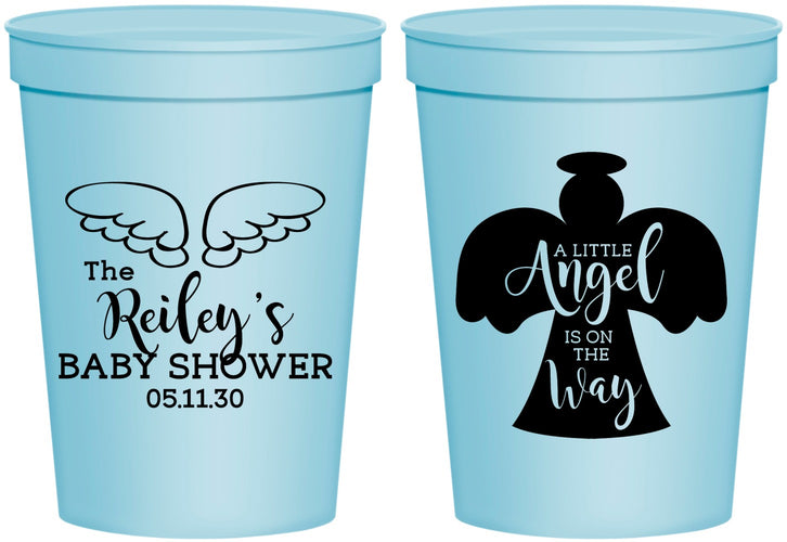 Personalized Baby Shower 16 oz Stadium Cups - Angel On The Way | 90165