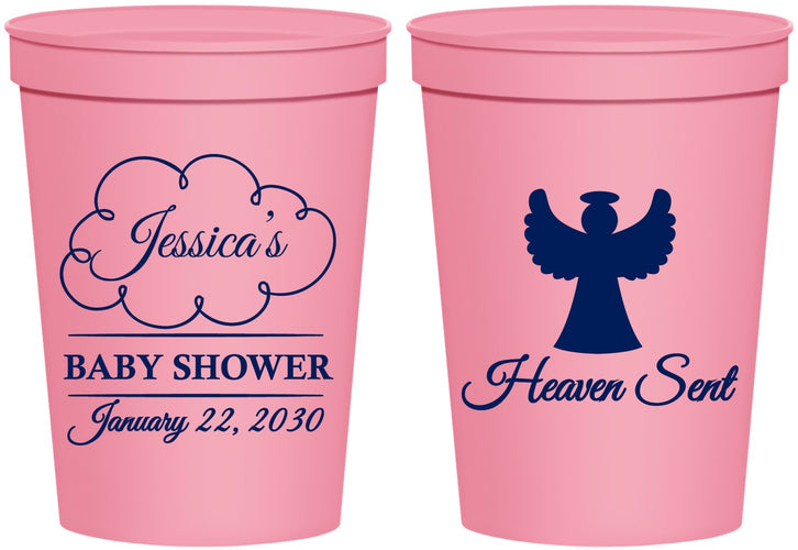 Personalized Baby Shower 16 oz Stadium Cups - Heaven Sent | 90166