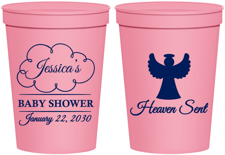 Personalized Baby Shower 16 oz Stadium Cups - Heaven Sent | 90166