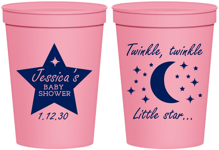Personalized Baby Shower 16 oz Stadium Cups - Twinkle Twinkle Little Star | 90168