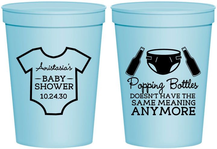 Personalized Baby Shower 16 oz Stadium Cups - Popping Bottles | 90169